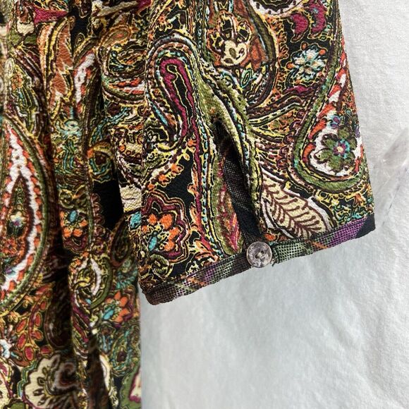 Fig and Flower Tunic Top Dress XL Brown Green Paisley Floral Romantic Flowy - Picture 10 of 14